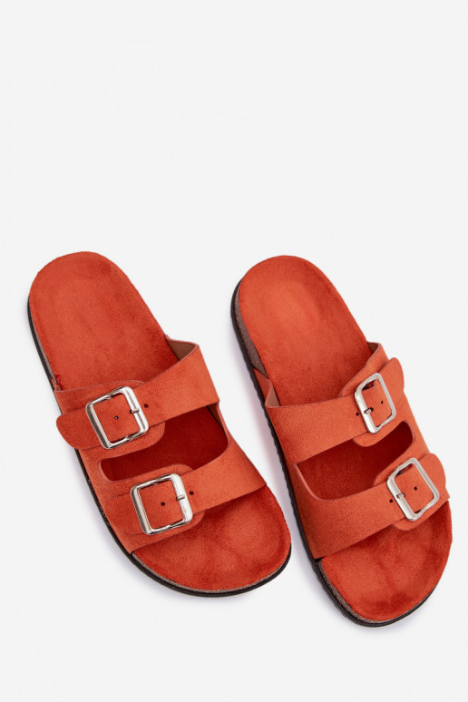 Women's Orange Slides With Buckles Oliena