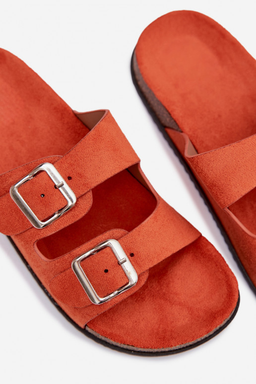 Women's Orange Slides With Buckles Oliena