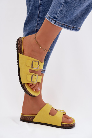 Women's Slippers With Buckles Yellow Oliena