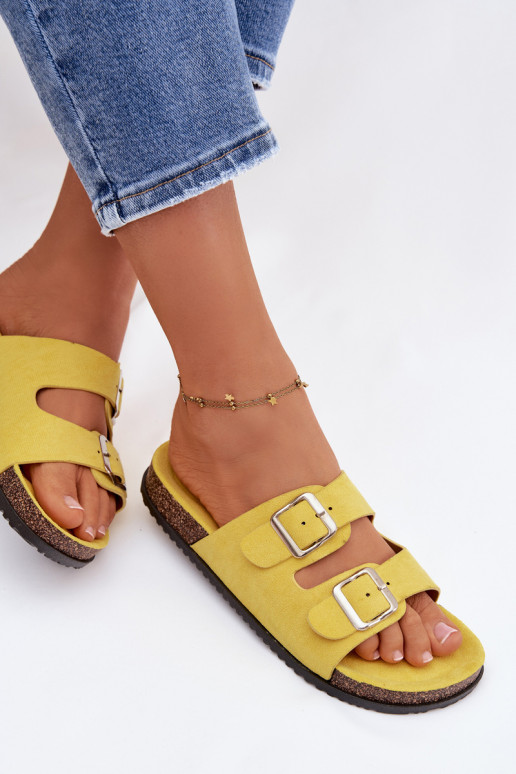 Women's Slippers With Buckles Yellow Oliena