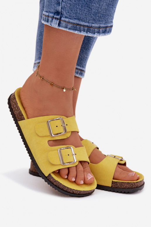Women's Slippers With Buckles Yellow Oliena