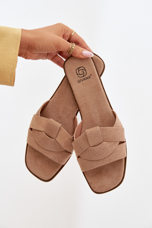 Women's Flat Sandals With Straps Eco Suede Beige Florane