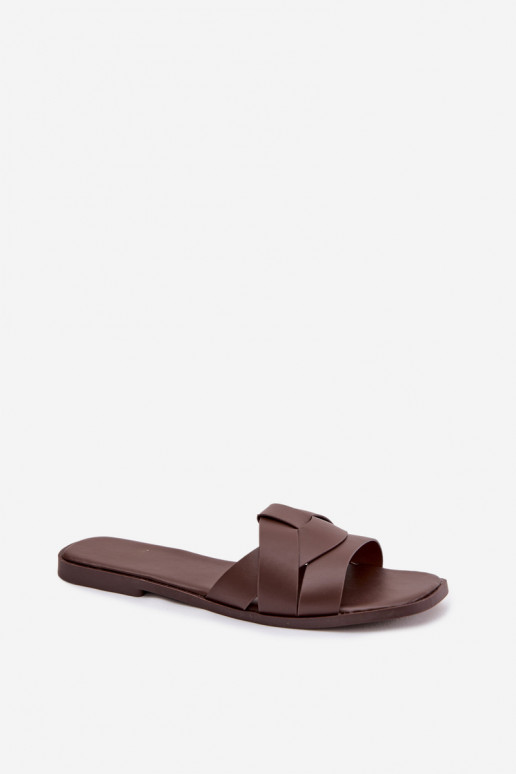 Women's Flat Chocolate Slides With Straps Marissae