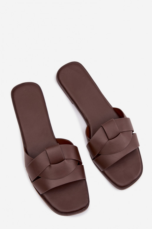 Women's Flat Chocolate Slides With Straps Marissae
