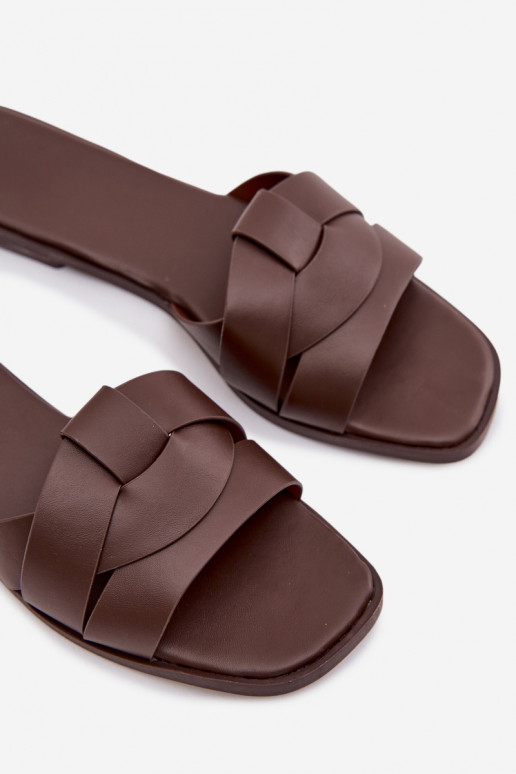 Women's Flat Chocolate Slides With Straps Marissae