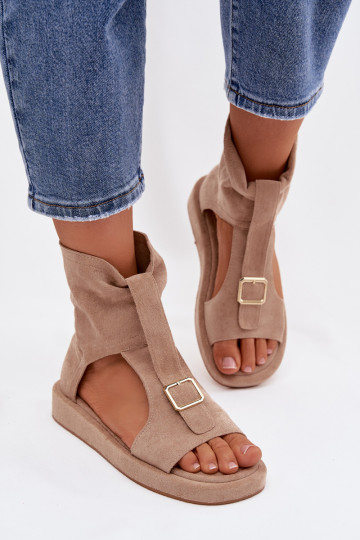 Women's High-Top Dark Beige Coralya Sandals
