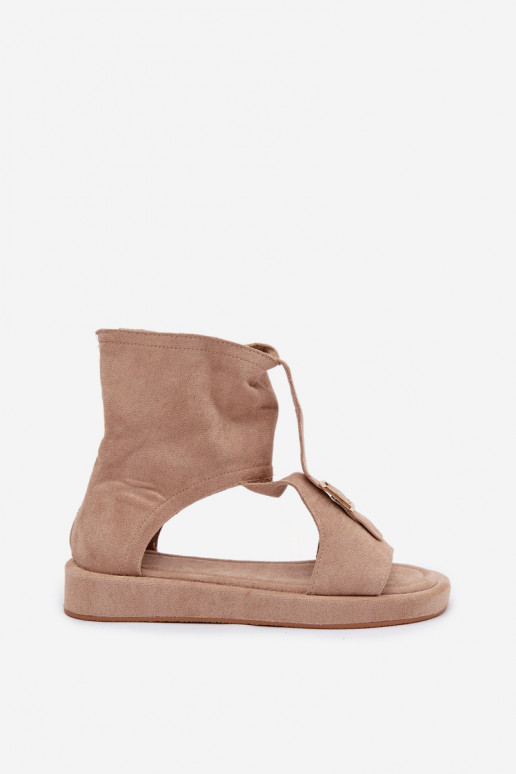 Women's High-Top Dark Beige Coralya Sandals