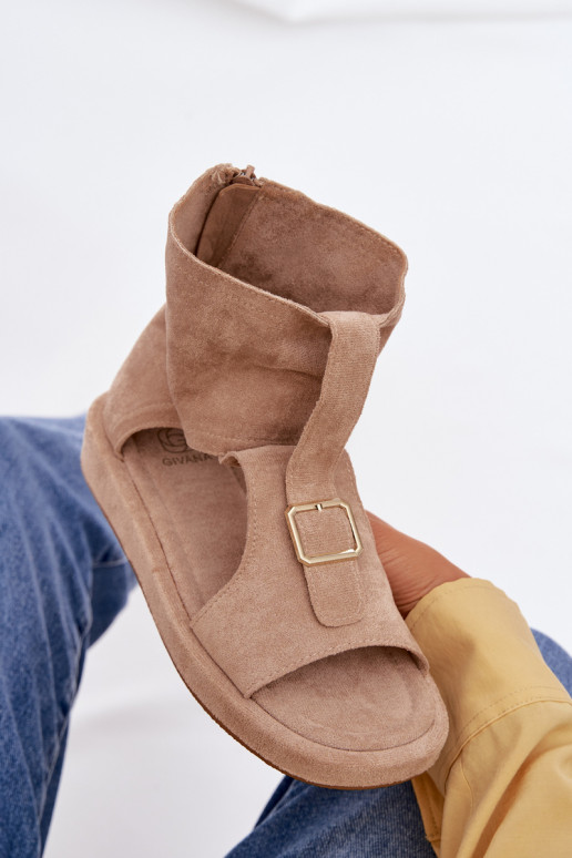 Women's High-Top Dark Beige Coralya Sandals