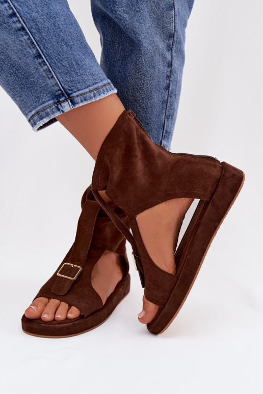 Women's Sandals With Ankle Strap Chocolate Coralya