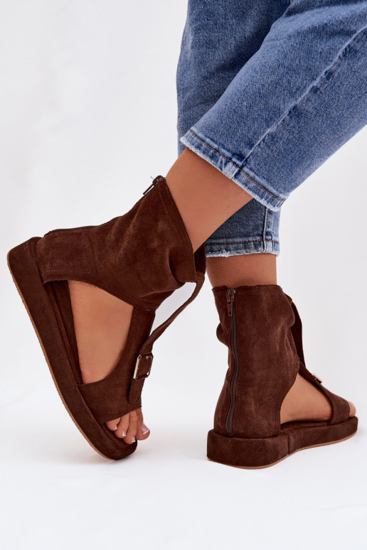 Women's Sandals With Ankle Strap Chocolate Coralya