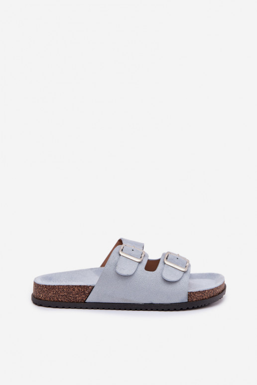 Women's Blue Slides With Buckles Oliena
