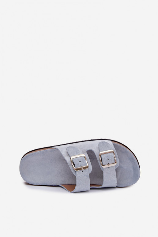 Women's Blue Slides With Buckles Oliena