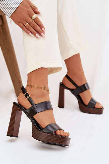 Women's Block Heel and Platform Sandals Eco Leather Black Hanelia