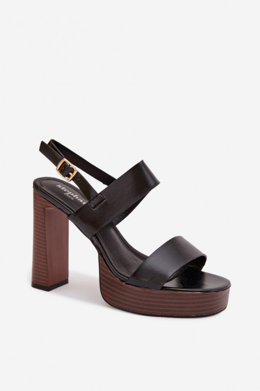 Women's Block Heel and Platform Sandals Eco Leather Black Hanelia