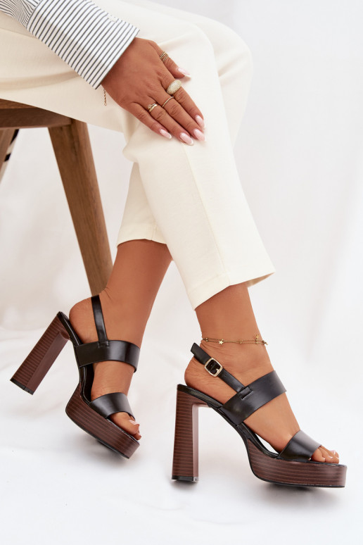 Women's Block Heel and Platform Sandals Eco Leather Black Hanelia