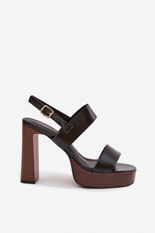 Women's Block Heel and Platform Sandals Eco Leather Black Hanelia