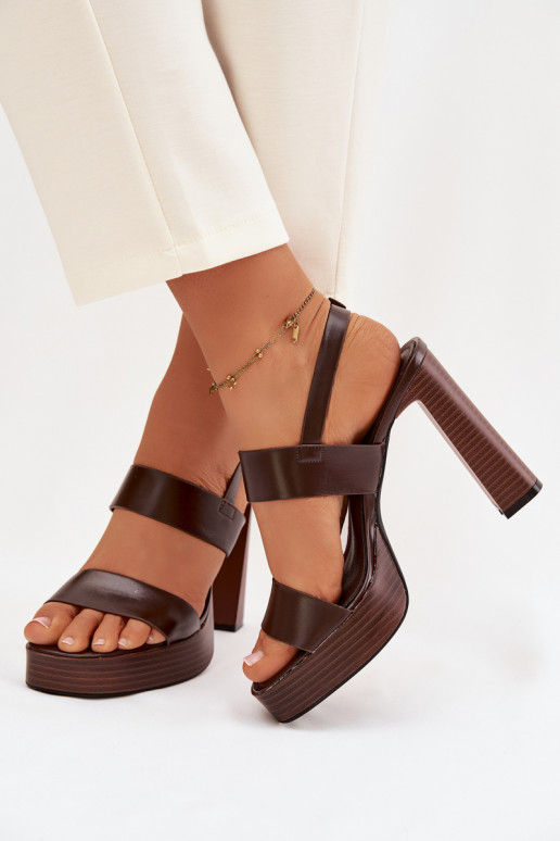 Women's Block Heel and Platform Sandals Eco Leather Chocolate Hanelia