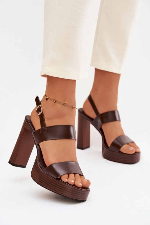 Women's Block Heel and Platform Sandals Eco Leather Chocolate Hanelia