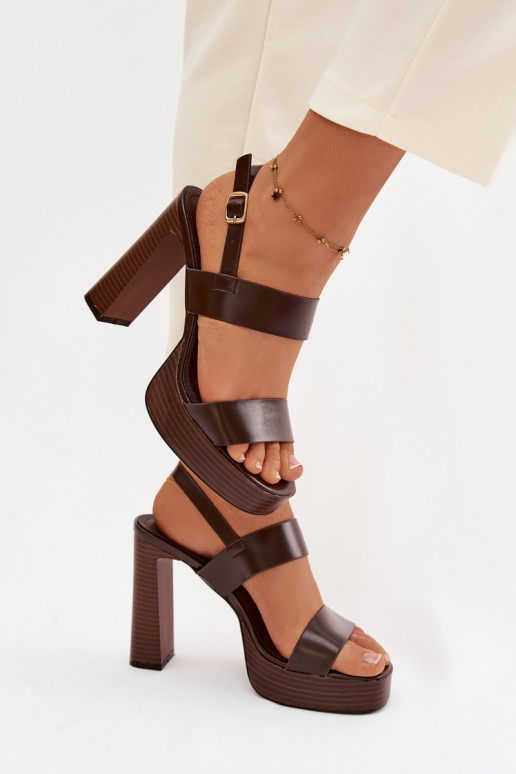 Women's Block Heel and Platform Sandals Eco Leather Chocolate Hanelia