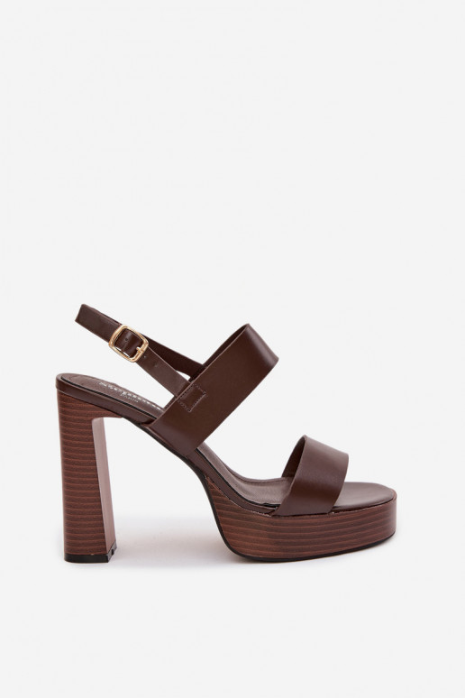 Women's Block Heel and Platform Sandals Eco Leather Chocolate Hanelia