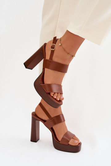 Women's Block Heel and Platform Sandals Eco Leather Camel Hanelia