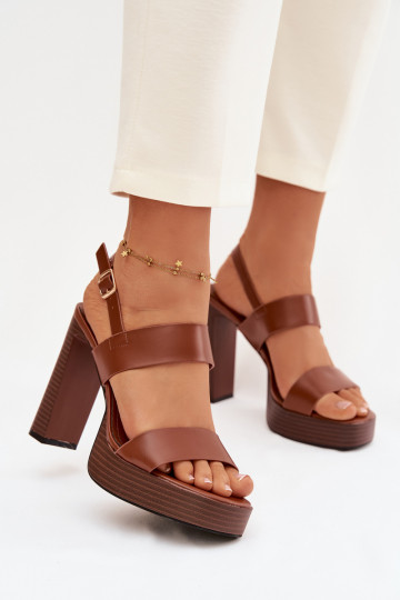 Women's Block Heel and Platform Sandals Eco Leather Camel Hanelia 2