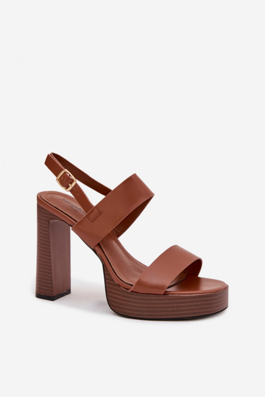 Women's Block Heel and Platform Sandals Eco Leather Camel Hanelia