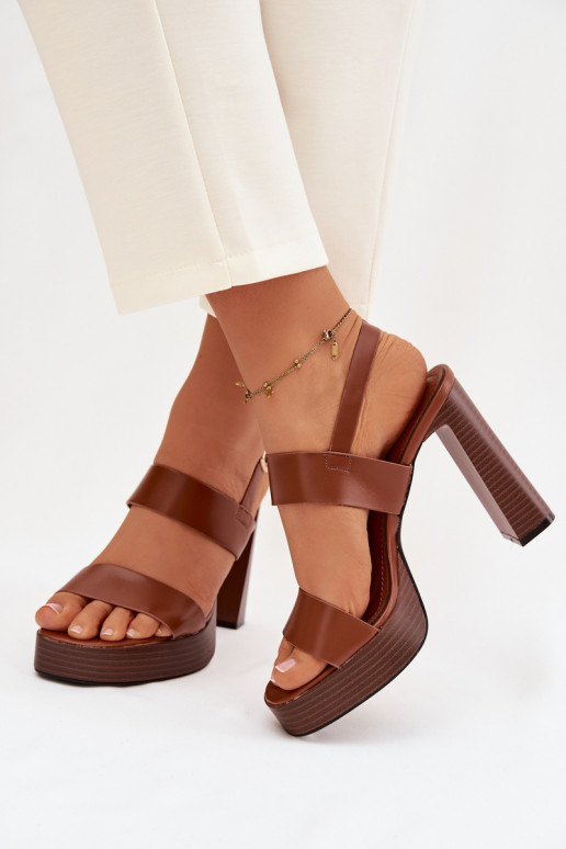 Women's Block Heel and Platform Sandals Eco Leather Camel Hanelia