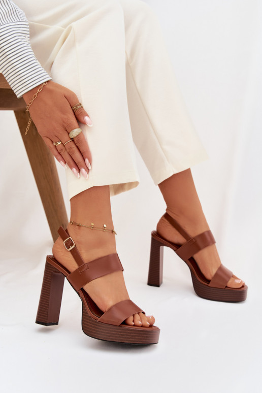 Women's Block Heel and Platform Sandals Eco Leather Camel Hanelia