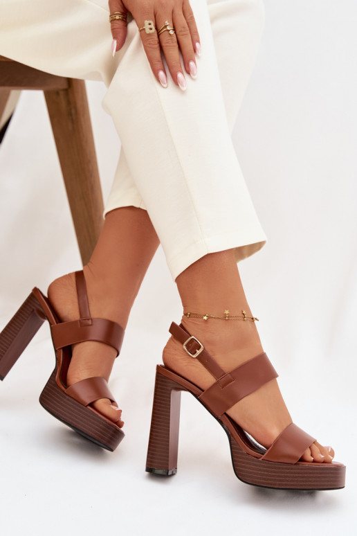 Women's Block Heel and Platform Sandals Eco Leather Camel Hanelia