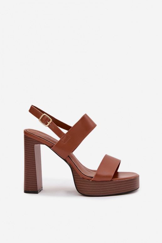 Women's Block Heel and Platform Sandals Eco Leather Camel Hanelia