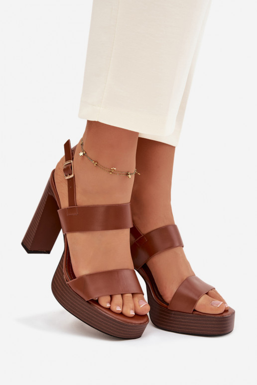 Women's Block Heel and Platform Sandals Eco Leather Camel Hanelia