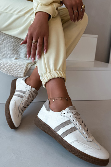 Zazoo N1068 Skórzane Niskie Sneakersy Damskie Beżowe 2