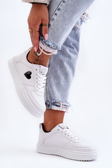 Classic Sports Shoes with White-Black Heart Amore 2
