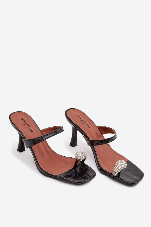 Women's High Heel Sandals With Decorative Detail Black Lorissa