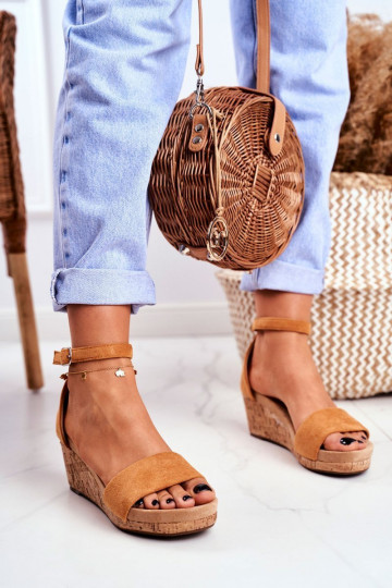 Women's Sandals On Wedge Camel MarryMe 2