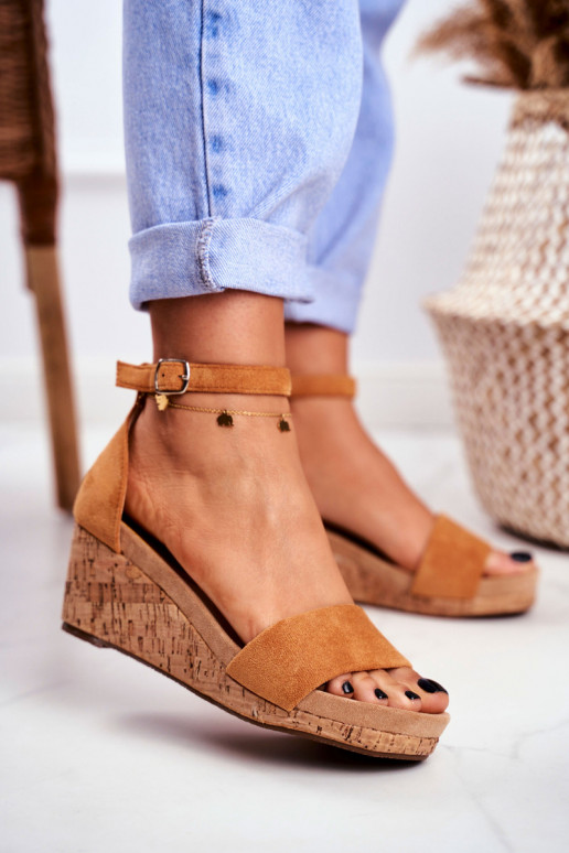 Women's Sandals On Wedge Camel MarryMe