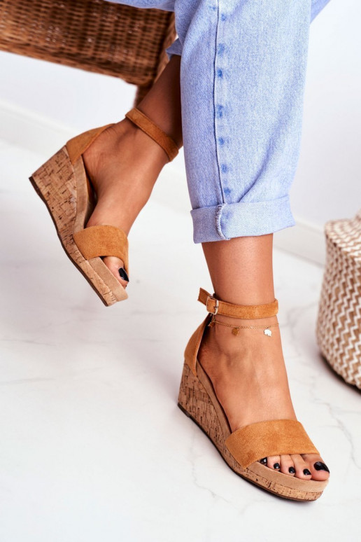 Women's Sandals On Wedge Camel MarryMe