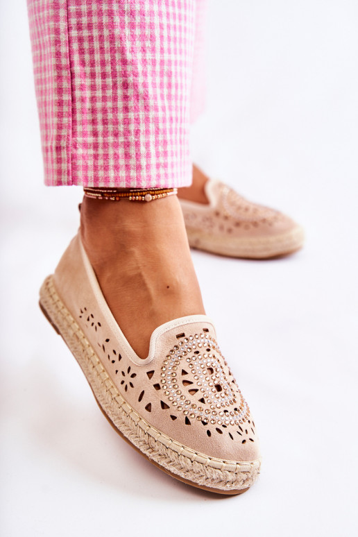 Openwork Slip-on Women's Espadrilles Beige Meredith