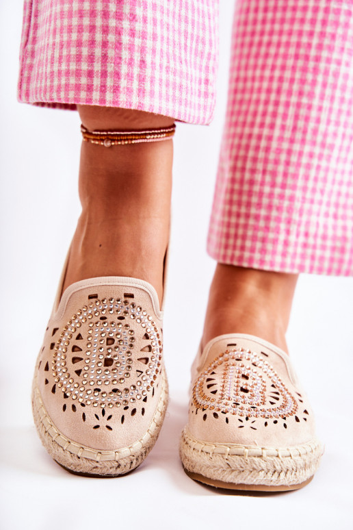 Openwork Slip-on Women's Espadrilles Beige Meredith