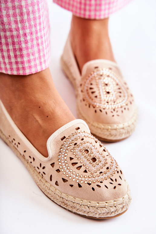 Openwork Slip-on Women's Espadrilles Beige Meredith