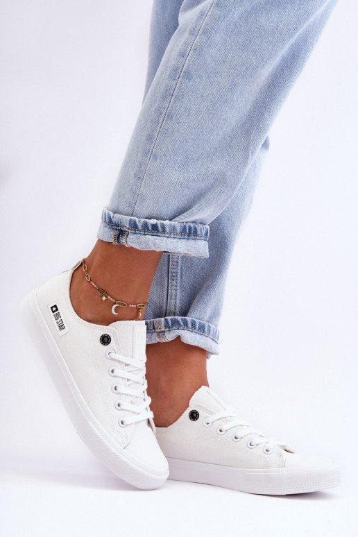Damskie Niskie Materiałowe Trampki Big Star KK274008 Białe