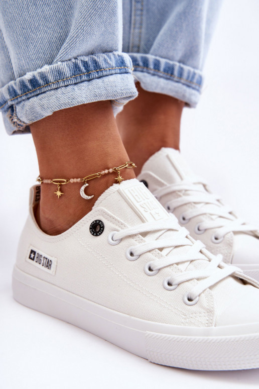 Damskie Niskie Materiałowe Trampki Big Star KK274008 Białe