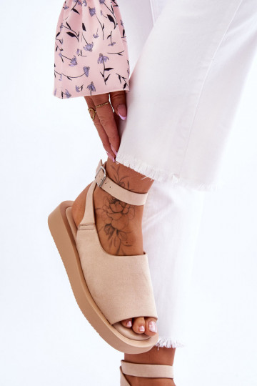 Comfortable Women's Sandals On The Platform Beige Rubie 2
