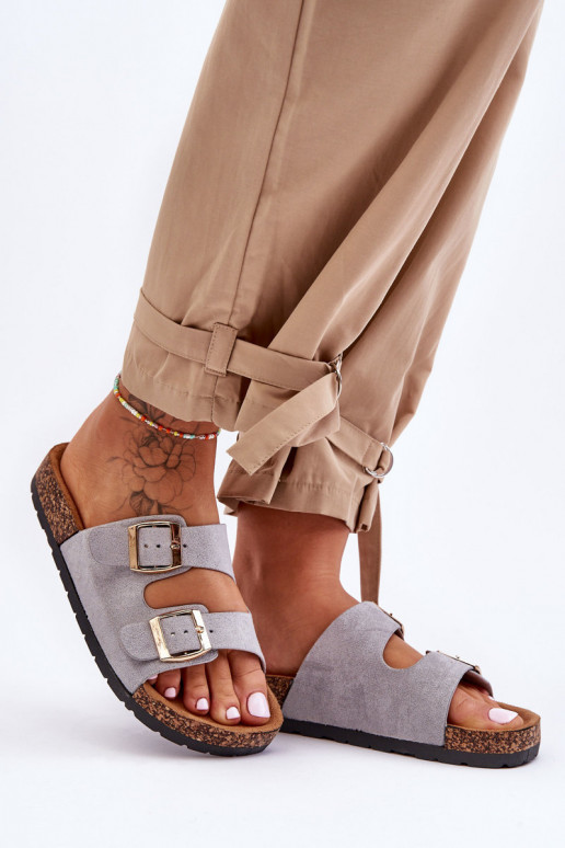 Women's Slippers On Cork Sole Grey Cortina