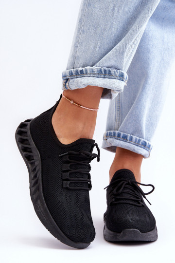 Damskie Wsuwane Materiałowe Sneakersy Czarne Venett 2