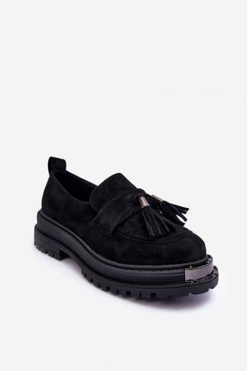 Women's Suede Loafers Black Ramvli