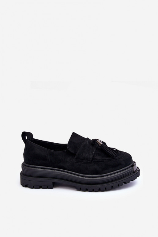 Women's Suede Loafers Black Ramvli