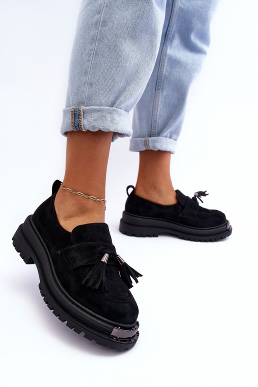 Women's Suede Loafers Black Ramvli