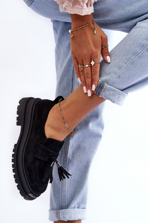 Women's Suede Loafers Black Ramvli